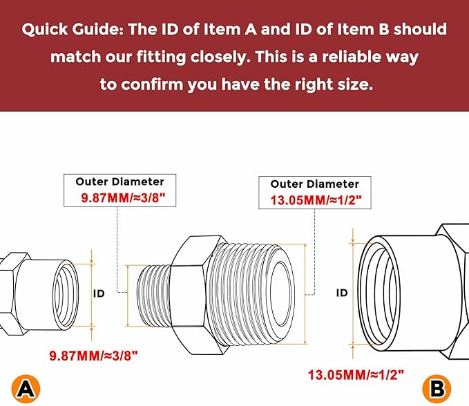 Pack of 3, 1/4" MNPT To 1/8" MNPT Solid Brass Hex Nipple Hose Connectors, Male Pipe Adapter for Pipe Leak Repair, Bathroom Remodeling, Tool Extension, Compression