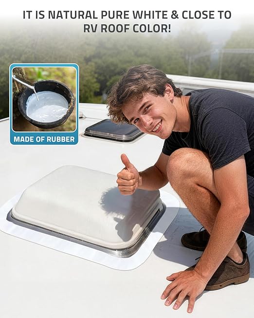 PAULINN RV Camper Roofing Repair Sealant Tape White, 4 Inch X 50 Foot Natural Rubber Roof Sealing Tape, UV & Weatherproof Roof Seal Tape for RV Camper Trailer Boat Sealing Leak Repair