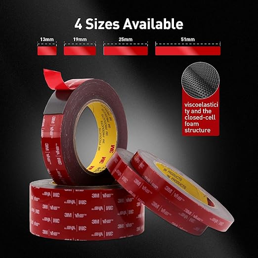 Double Sided Tape Heavy Duty Mounting Tape 3/4" x 18Ft Made of 3M 4611F Gray Strong Adhesive Waterproof Foam Tape for Home Office Car Decorative Materials and Trims (Pack of 2)