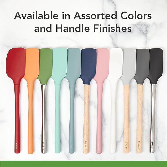 Tovolo Spoon Spatula Spoonula with Stainless Steel Handle Ergonomic Grip Black, Silicone Scoopula Kitchen Utensil Non Scratch Easy Clean Dishwasher Safe Heat Resistant Flex Core Scoop Spatula