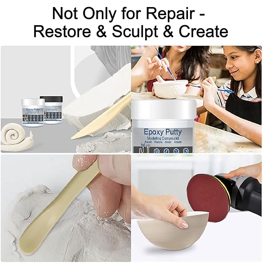 Grey Metal Epoxy Putty for Repair, 2 Part 16Oz Wood Filler Fast Repair Pool Putty for Leaks Underwater Self-Hardening Clay for Metal, Wood, Tile, Plastic, Ceramics AB Epoxy Clay for Sculpting