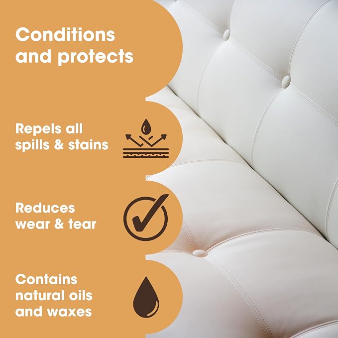 Furniture Clinic Leather Protection Cream | 2-in-1 Leather Conditioner & Waterproofing Protector for Furniture, Shoes, Car Seats & More | Prevent Stains while Nourishing | 17oz/ 500ml