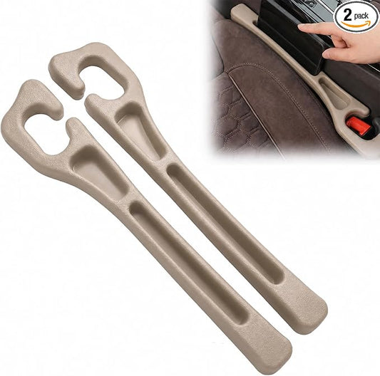 2PCS Car Seat Gap Filler, PU Leather Seat Gap Filler Strip, Anti-Drop Car Seat Gap Plug Catcher, Car Gap Seat Filler Between Seats for Cars SUVs Trucks (Beige)