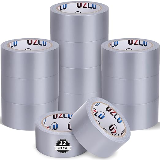 Duct Tape Bulk, Silver Duct Tape Heavy Duty, 12 Rolls x 20 Yard x 1.88 Inch Per Roll, Flexible, No Residue, All-Weather and Tear by Hand, Bulk Value for Indoor & Outdoor Repairs, Industrial Use