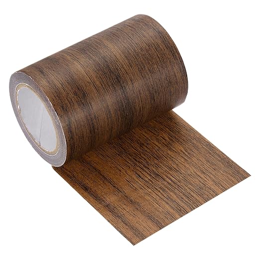 uxcell Wood Grain Repair Tape, 3.1" x 15ft Self Adhesive Wood Grain Colored Duct Tape Waterproof Repair Patch for Furniture Floor Scratch Fix, Baseboards, DIY Decor, Dark Brown