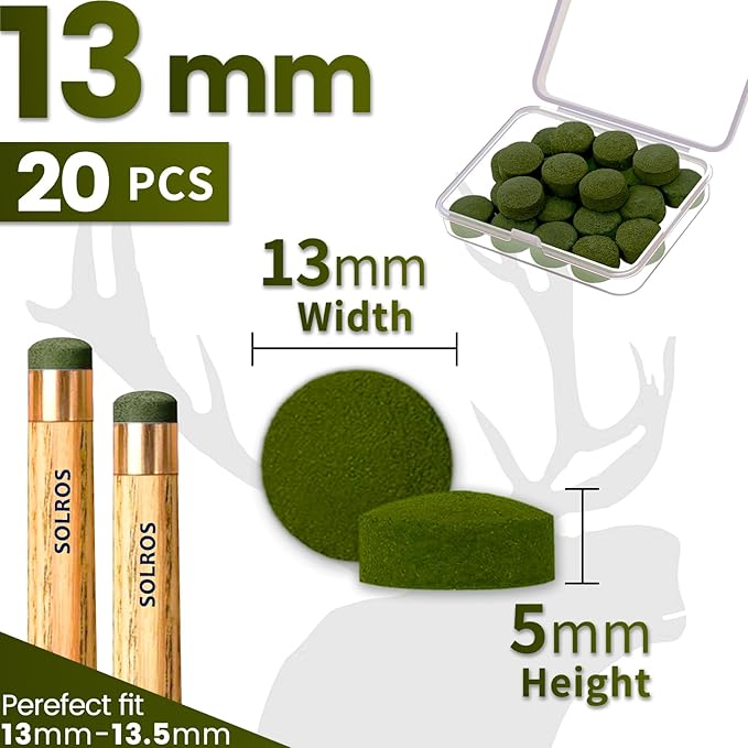 Billiard Pool Cue Tips - Pool Cue Stick Tips Replacement Repair Kit Billiard Cue Tips with Storage Box for Pool Table Cues Stick Tips Head and Leather Snooker Stick - SOLROS
