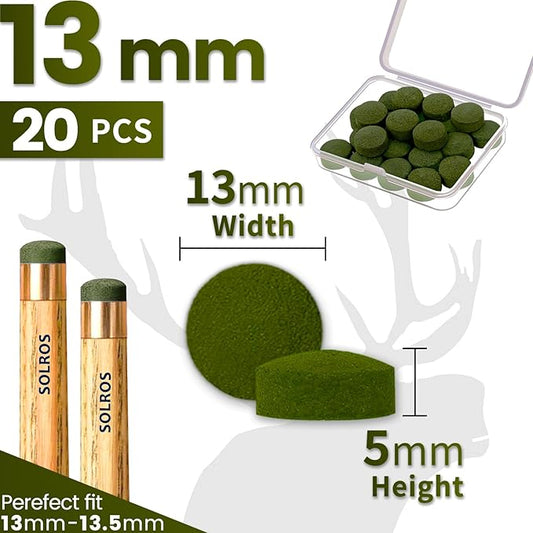 Billiard Pool Cue Tips - Pool Cue Stick Tips Replacement Repair Kit Billiard Cue Tips with Storage Box for Pool Table Cues Stick Tips Head and Leather Snooker Stick - SOLROS