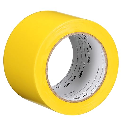 3M Vinyl Tape 764, General Purpose, 3 in x 36 yd, Yellow, 1 Roll, Light Traffic Floor Marking Tape, Social Distancing, Color Coding, Safety, Bundling