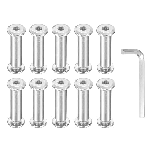 PATIKIL M6x6mm Hex Chicago Screws 8x30mm, 10Pcs 304 Stainless Steel Metric Hex Drive Socket Cap Binding Post Screw Posts for Scrapbook Leather Belt Album Furniture Repair, Silver