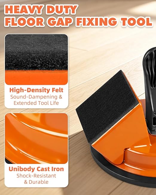 Floor Gap Fixer Tool Kit with Rubber Mallet, Dual 45° Striking Tool for Laminate & Vinyl Plank Flooring, Heavy Duty Suction Cup Set with 8 Sticky Pads & Gap Cleaning Brush