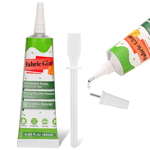 80ML Fabric Glue Permanent for Clothing, Clear Super Glue Fabric Adhesive Sticky Glue for Patches, Washable Liquid Fusion Stitch Fabric Repair Kit for Leather Cotton Rhinestones Polyester