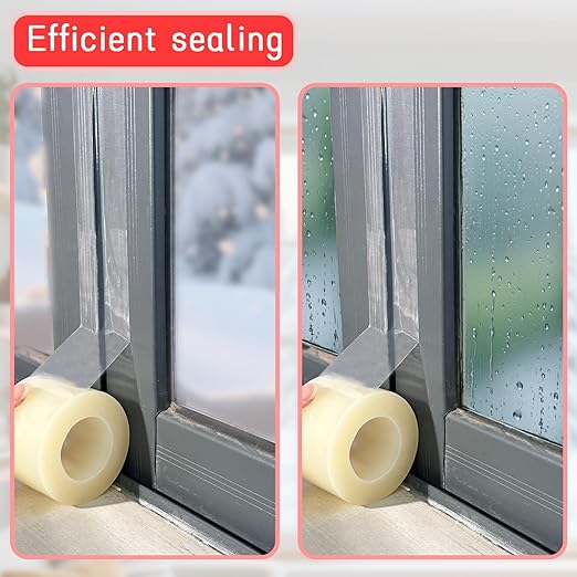 Birllaid Clear Window Weather Sealing Tape, Window AC Tape, 3 Inch x 65 FT Waterproof Blocker for Cold Heat Air, Windproof, No Residue Strong adheisve