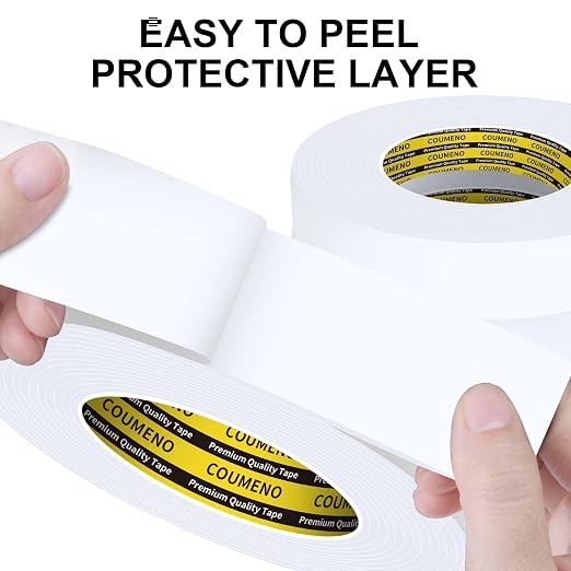 Single-Sided Adhesive EVA Foam Tape 2 Pack 1.8in x 16.4FT,White Foam Weather Stripping,Door Seal & Window Insulation Tape,Waterproof Sound Proof Seal Strip for Doors,Garage Door/Gap Sealing