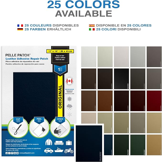 Auto Leather Repair Kit - 25 Colors Available - Original 11x16 - Dark Blue