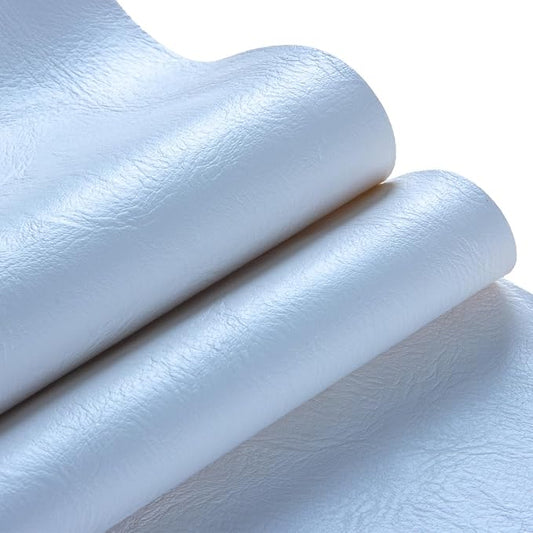Faux Leather Fabric Sheet, 36 x 54 Inches, Texture Synthetic Material for DIY Crafts, Leather earings,Upholstery, Automotive, Sofa Projects Individual 1 Yard Cut (White, One Yard)