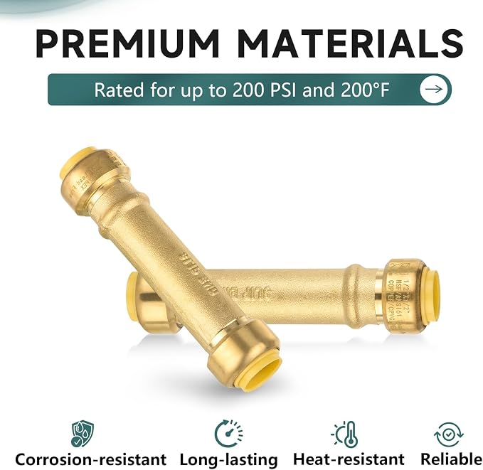 5 PCS Niikappu 1/2 Inch Push-Fit Slip/Repair Coupling, No Lead Brass Push-to-Connect Plumbing Fittings for PEX, Copper, CPVC, PE-RT Pipes, with a Disconnect Clip