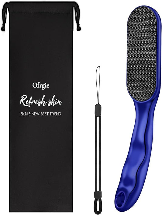 Nano Glass Foot File Professional Foot Scraper Dead Skin Rasp, Wet Dry Foot Callus Remover, Pedicure Tools for Feet Exfoliator, Anti-Slip Handle Rope & Storage Bag Gift for Women Blue