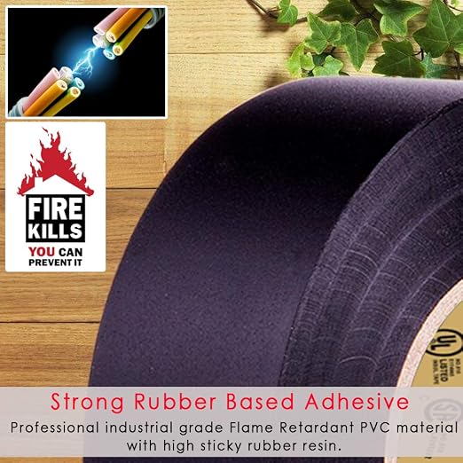LYLTECH Black Vinyl Electrical Tape 8 Rolls 7mil 3/4in x 30ft | Waterproof strong adhesive durable easy wrap insulation tape, high temperature resistant for general electric wiring use
