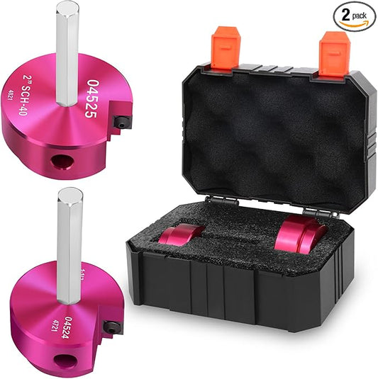 PVC Fitting Saver 1-1/2 & 2 Inch Head, PVC Pipe Reamer Socket Saver with 3/8-Inch Hex Shaft, Plastic Pipe Fitting Reamer for Plumbing Sch.40 CPVC ABS Socket Hub Removing,Fit 1/2" Drills