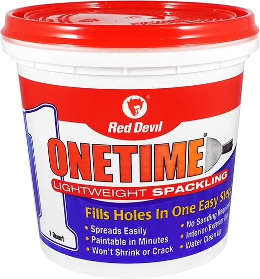 Red Devil 0544 ONETIME Lightweight Spackle Wall Repair, Spackling for Holes Drywall, 1 Quart, White, Made in USA