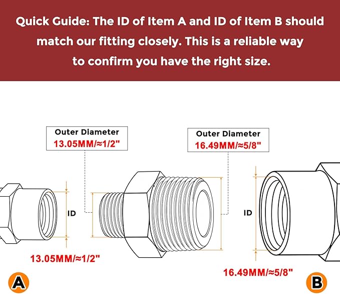 Pack of 4, 3/8" MNPT to 1/4" MNPT Solid Brass Hex Nipple Hose Connectors W/Sealing Tape, Male Pipe Adapter for Pipe Leak Repair, Bathroom Remodeling, Tool Extensions, Compression
