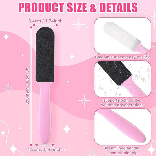 Mudder 2 Pieces Stainless Steel Pedicure Foot File Callus Remover Foot Scrubber Rasp with 20 Replaceable Coarse/Fine Double Side Reusable Pads for Care Cracked Skin Callus Remover Tool (Pink)