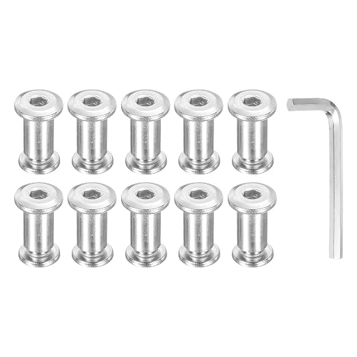 PATIKIL M8x8mm Hex Chicago Screws 10x16mm, 10Pcs 304 Stainless Steel Metric Hex Drive Socket Cap Binding Post Screw Posts for Scrapbook Leather Belt Album Furniture Repair, Silver
