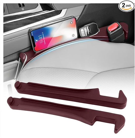 3 in 1 Car Seat Gap Filler Organizer,2PCS Multifunctional Car Seat Gap Plug with Storage Slot & Hook Function,Anti-Drop Cars Gaps Seats Filler Cars Clutter Catcher for SUVs Truck (Red)