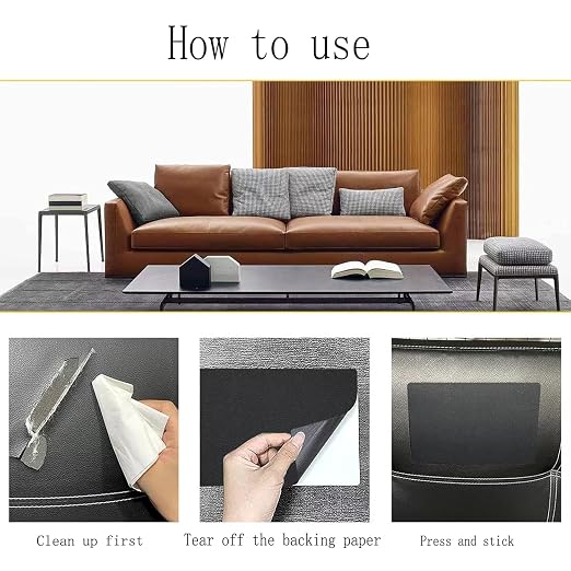 PXBBZDQ Black Leather Repair Tape, 16x118 Inch, Black Leather Patch for Car Seat, Couch