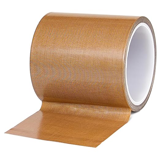 Teflone Glass Cloth Tape (4 inch x 33 Feet x 0.18mm), High Temperature PTFE Heat Resistant Adhesive Tape Non-Stick Surface for Vacuum Sealer Machine, Heat Press, Packaging, Electrical Use
