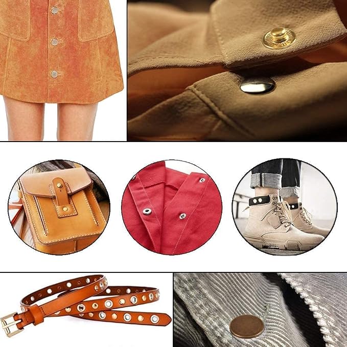 BetterJonny 24 Sets Heavy Duty Leather Snap Fasteners Kit, 20mm Metal Snap Buttons Press Studs Leather Rivets Snaps with 4 Setter Tools for Clothes Bracelet Jackets Jeans, 4 Color