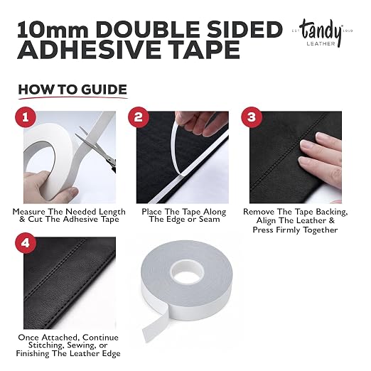 Tandy Leather Tanner's Bond Adhesive Tape - Mess Free Alignment for Stitching and Sewing Projects - Thin Double Sided Tape for Precise Leathercraft Work - 10 mm x 20 m