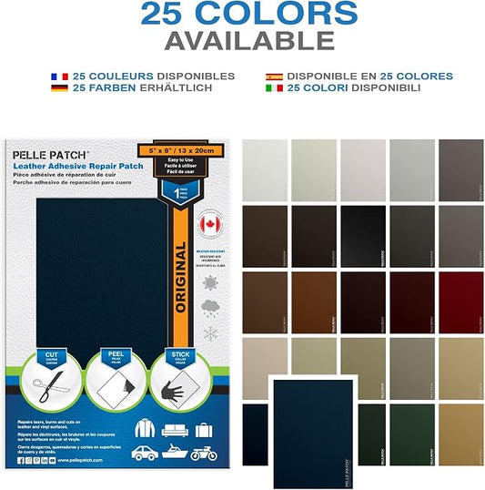 Leather Upholstery Repair Tape - 25 Colors Available - Original 5x8 - Medium Blue