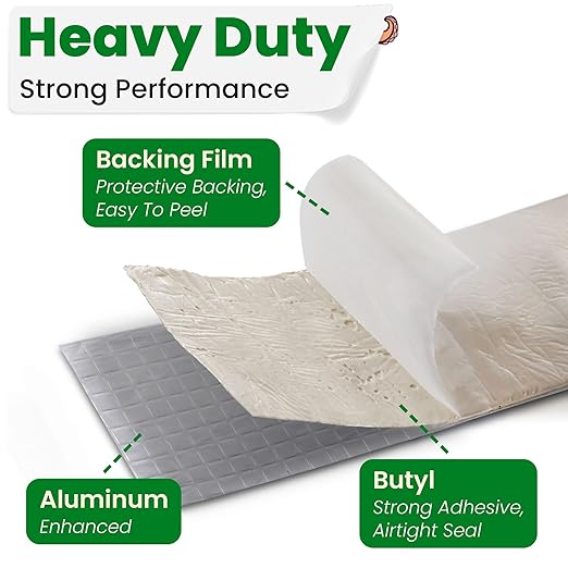 ECOHomes Aluminum Butyl Tape, Waterproof Aluminum Foil Tape for Leaks (8 Inch Wide) | Butyl Seal Tape for Roofs, Gutter Repair, Gutter Holes, Pipes, Metal Roof Patch, RV, Plumbing and Outdoor Sealing