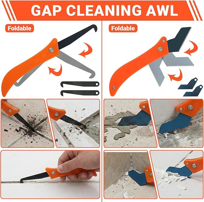 37Pack Grout Removal Tool Kit, 3 Tile Grout Saws 2 Hand Grouts Saw with Extra Cleaning Blades, Bathroom Showers Caulking Removal Tools for Cleaning Floor Tile Grouts Joints Corners