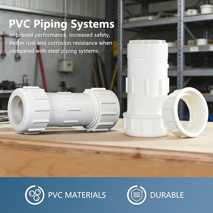 LESSO 2 Inch PVC Compression Coupling (Gasket x Gasket),Leak-Free Pipe Connector for PVC Plumbing & Irrigation