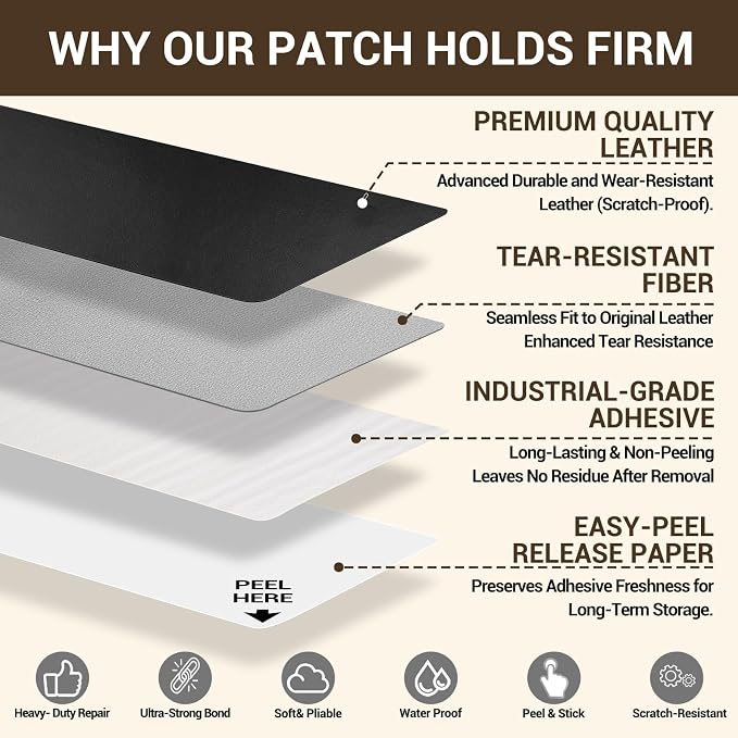 Self Adhesive Leather Repair Patch, Leather Patches for Furniture, Leather Repair Tape for Couch Sofa Car Seat Chair Furniture Repair, Leather Repair Kit (Grey-Litchi Grain, 3.5X60 Inch)