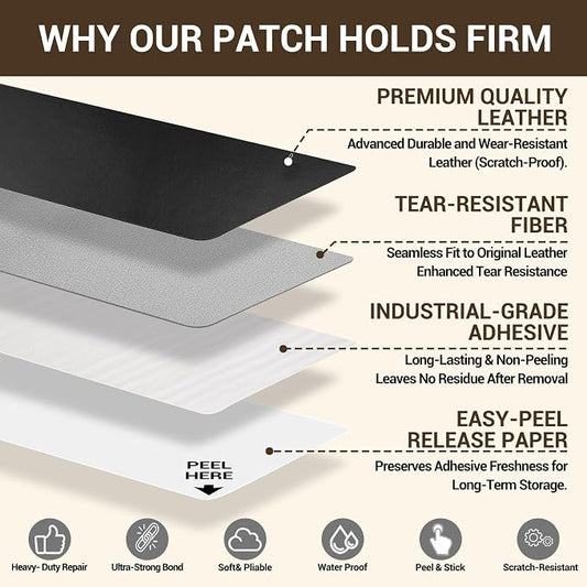 Self Adhesive Leather Repair Patch, Leather Patches for Furniture, Leather Repair Tape for Couch Sofa Car Seat Chair Furniture Repair, Leather Repair Kit (White-Litchi Grain, 3.5X60 Inch)