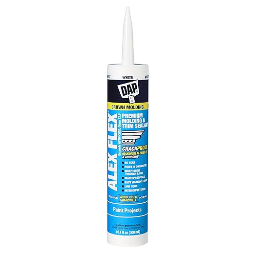 DAP Alex Flex Premium Molding & Trim Siliconized Sealant, White, 10.1 Oz (7079818542)