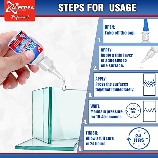 ALECPEA 30g Glass Glue - Crystal Clear Invisible Adhesive for Glass Repair, Jewelry & Art - Waterproof & Heat-Resistant Bond for Mirrors, Crystals & Glassware - Quick 15s Set with 3 Precision Tips