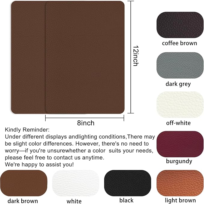 Self Adhesive Leather Repair Patch,8x12 inch Vinyl Repair Kit,Leather Repair Kit for Furniture,Car Seat,Couch,Office Chair, 2 Pcs Dark Brown