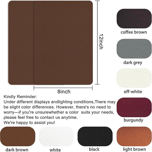 Self Adhesive Leather Repair Patch,8x12 inch Vinyl Repair Kit,Leather Repair Kit for Furniture,Car Seat,Couch,Office Chair, 2 Pcs Dark Brown