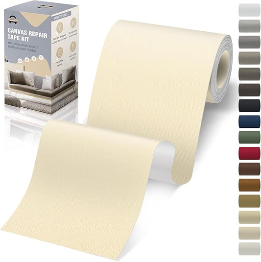 OAZ 4 x 79 inch Canvas Repair Patches Fabric Patch Self-Adhesive Canvas Repair Tape Waterproof Outdoor Gear Patch Kit for Boat Cover Awning Sofa Chair Couch Tent Bag (Beige)
