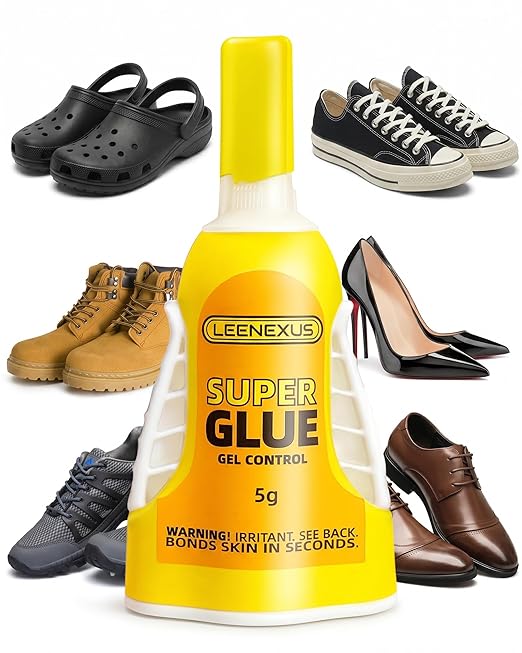 Super Glue and Cement for Shoes – 5g Gel CA | Heavy Duty Instant Bond, Waterproof Clear Sole Repair for Sneakers, Heels, Boots, Sandals, Tennis Shoes & More