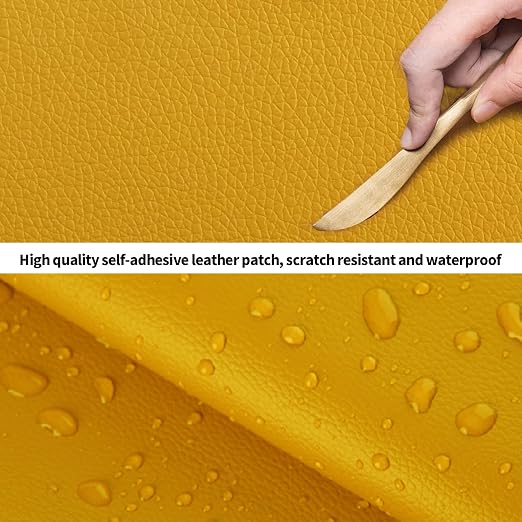 Oversized Leather Repair Tape, Adhesive Repair for Leather,17.7 x 78.8inches, for Sofas, car Seats, Furniture, Bags, Jackets, Armchair Tear Repair Patches (Yellow)