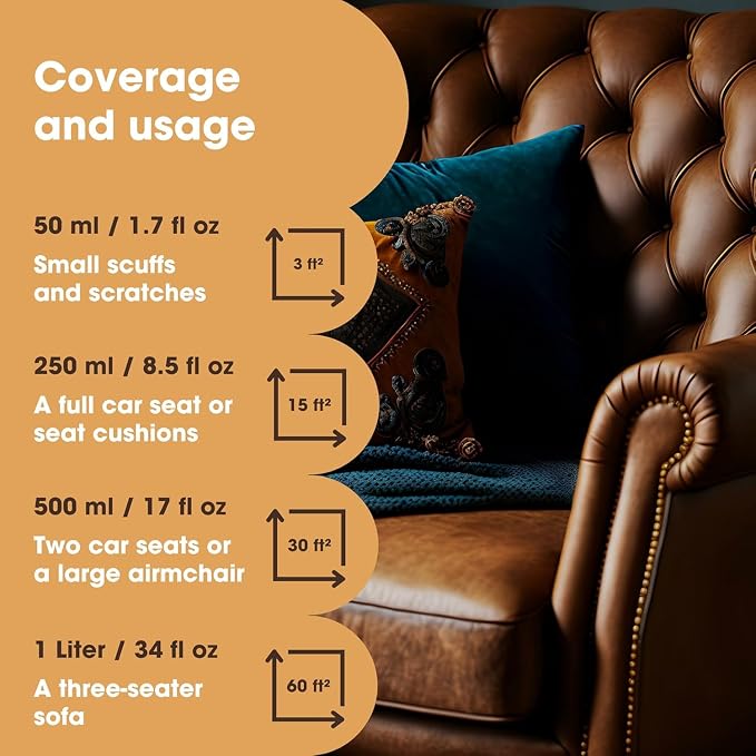 Furniture Clinic Leather Repair Paint | 2-in-1 Seal and Color | Use on Scratches, Tears, and Holes in Car Seats, Furniture | Quick and Easy Leather Repair Kit for Furniture (Bordeaux, 500ml / 17oz)