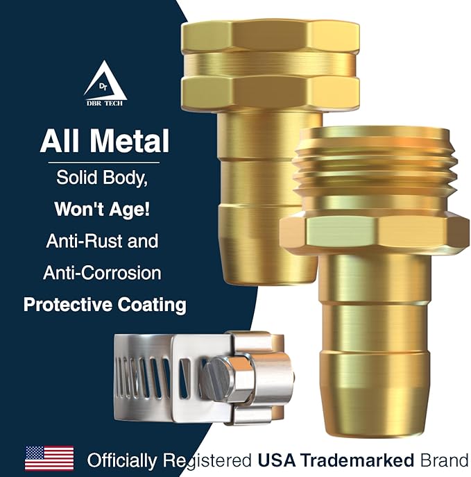DBR Tech® Garden Hose Repair Kit 5/8” & 3/4" | Heavy Duty Leak-Proof Metal Hose Mender & Connector Set | Male & Female Fittings to Fix Water Hose Ends and Replacement, 2 Set