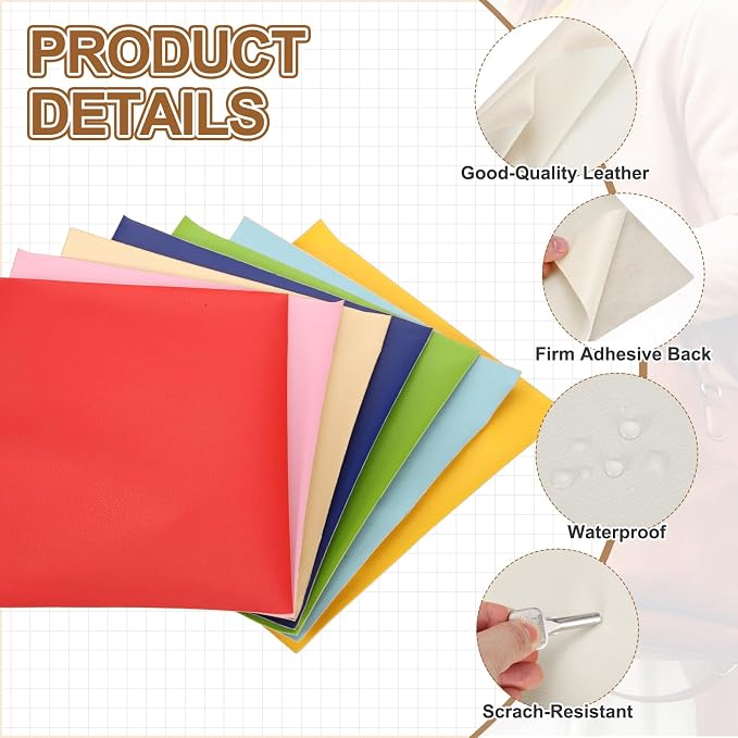 MECCANIXITY 3 Pcs Leather Repair Patch 10"x12" Self-Adhesive Leather Vinyl Repair Tape Kit for Furniture Couches Sofa Chair Car Boat Seats Jackets, Beige