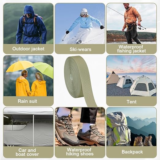AHANDMAKER 65.61 FT x 0.8 Inch Cloth Heat Sealing Tape Waterproof Iron-On Seam Sealing Fabric Adhesive Repair Tape Heat Proof Cloth Tape for Jacket Sportswear Raincoat, Yellow Green