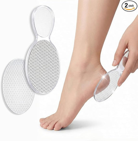 Glass Foot Files for Feet Tool, Heavy Duty Callus Remover for Cracked Heels, Foot Pumice Stone for Wet or Dry Use, 2 PCS